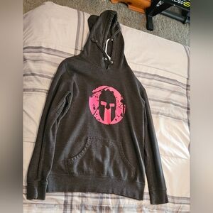 Charcoal Hoodie with Pink Spartan Logo